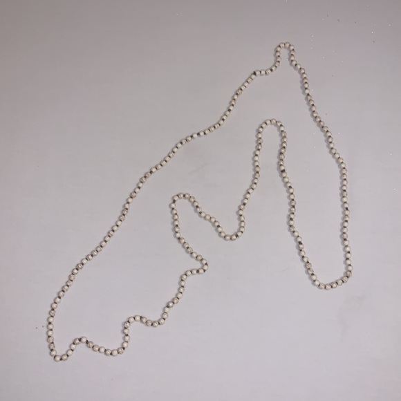 Long White Bead Necklce - Picture 2 of 3